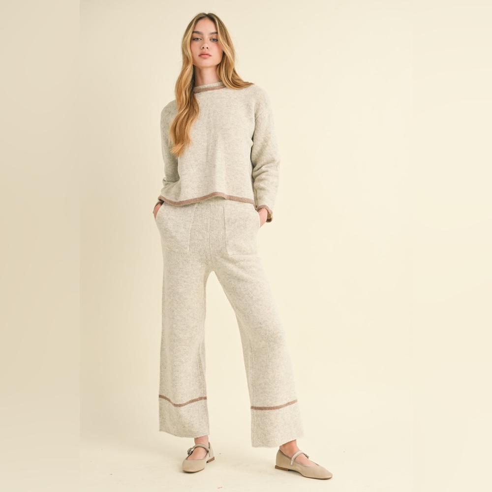 Miou Muse - Color Contrast Detail Knitted Pants - Size Small